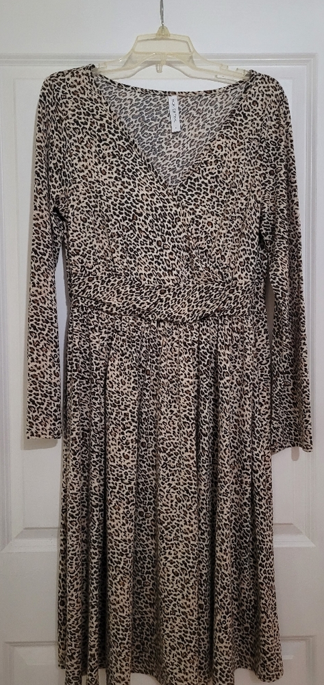 Tickled Teal Cheetah Leopard faux wrap dress